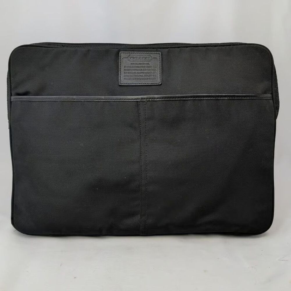 Coach Laptop Sleeve Case Black Nylon Perforated Leather Computer Bag Mens Padded
